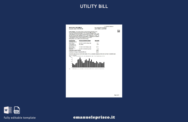 modello di pagine di bollette delle utenze Pepco USA Maryland stile verificato 1